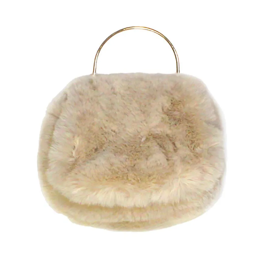 Solid Faux Fur Tote Crossbody Bag