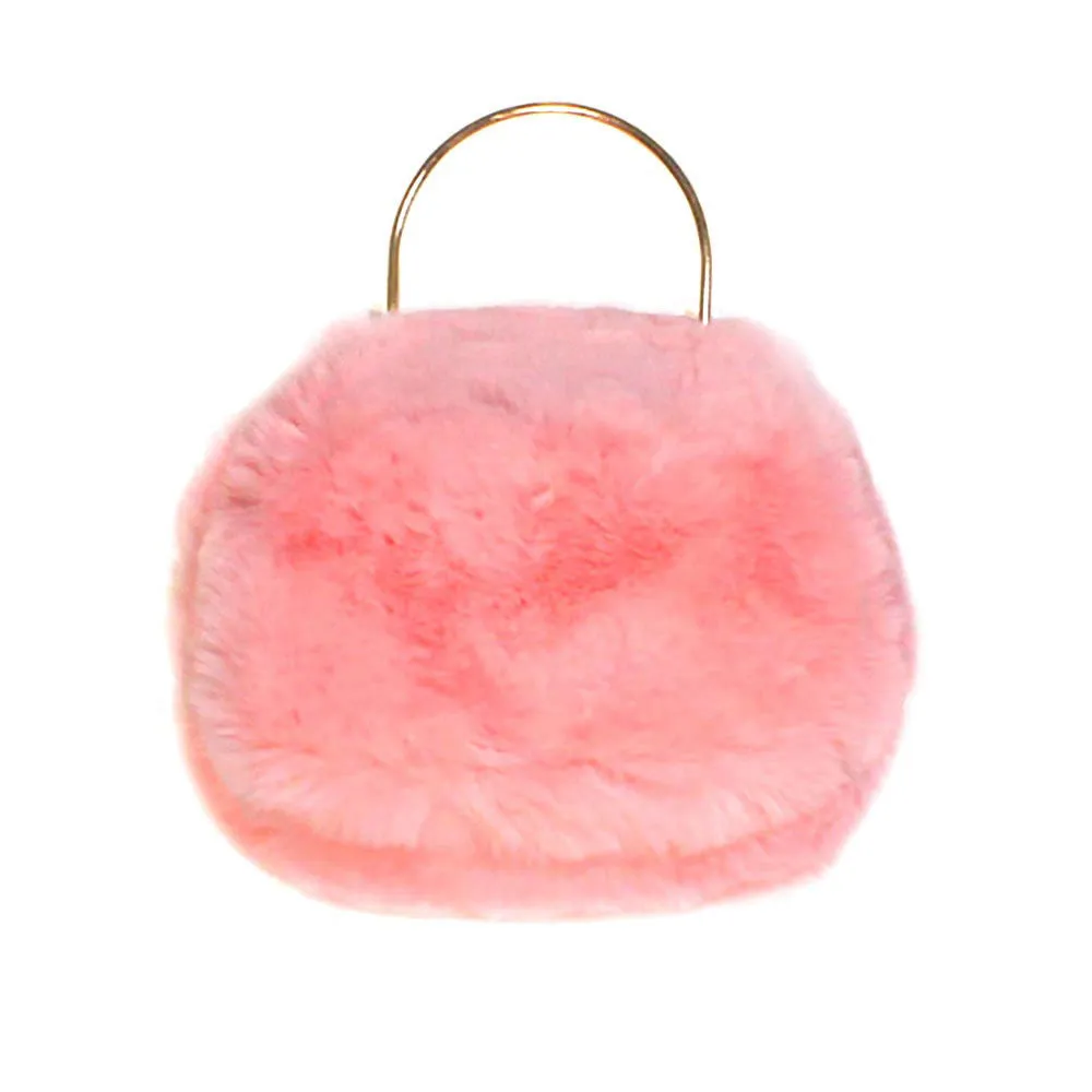 Solid Faux Fur Tote Crossbody Bag