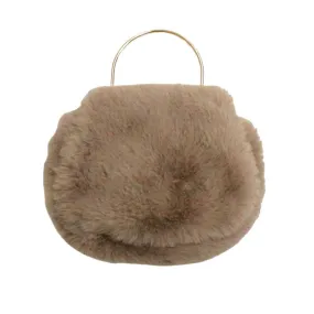 Solid Faux Fur Tote Crossbody Bag