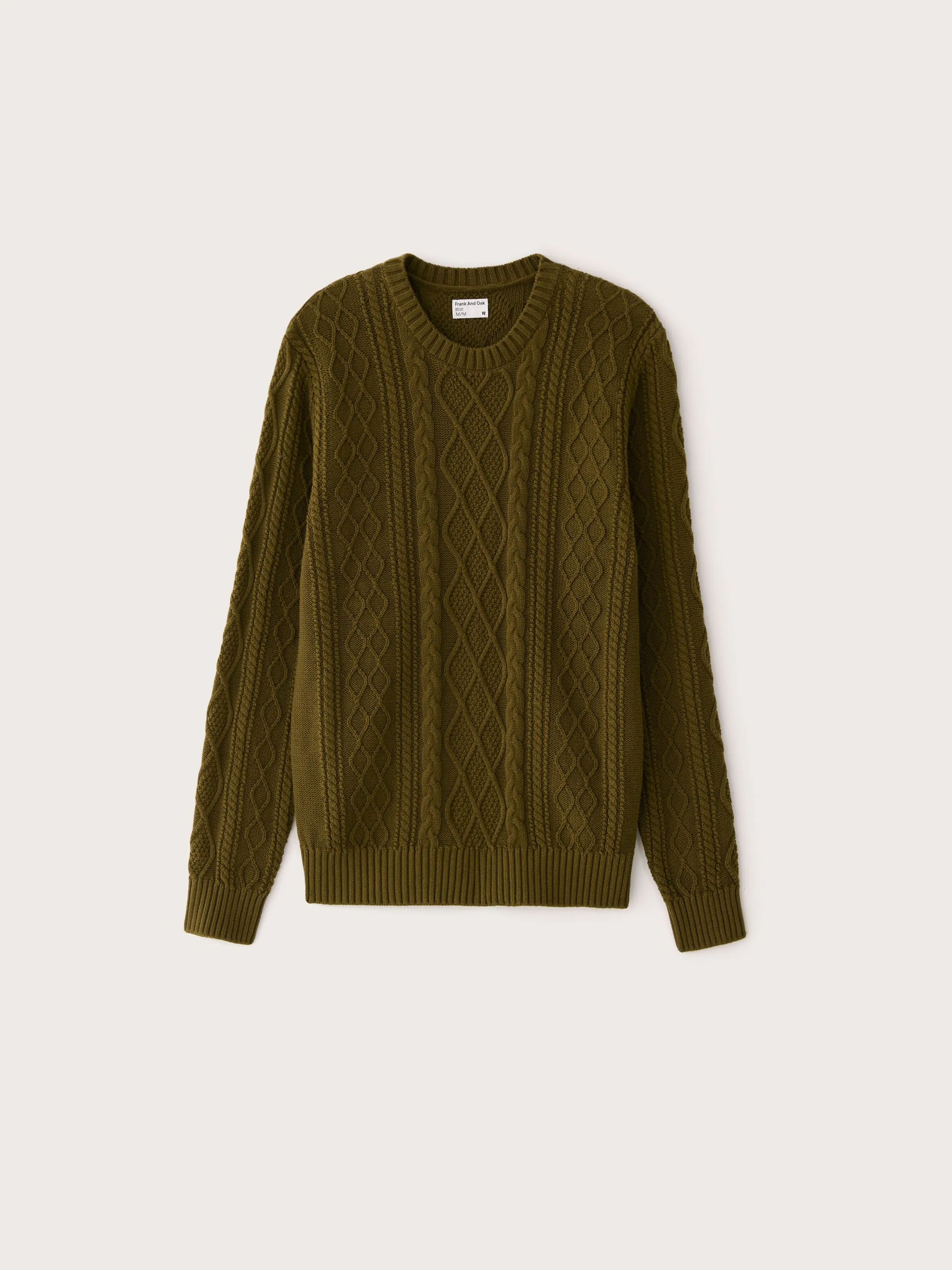 The Organic Cotton Cable Sweater in Dark Olive