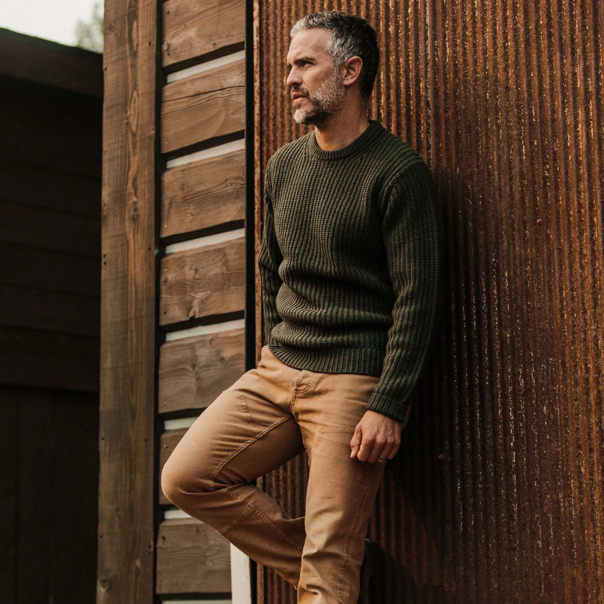 The Wharf Sweater in Dark Olive