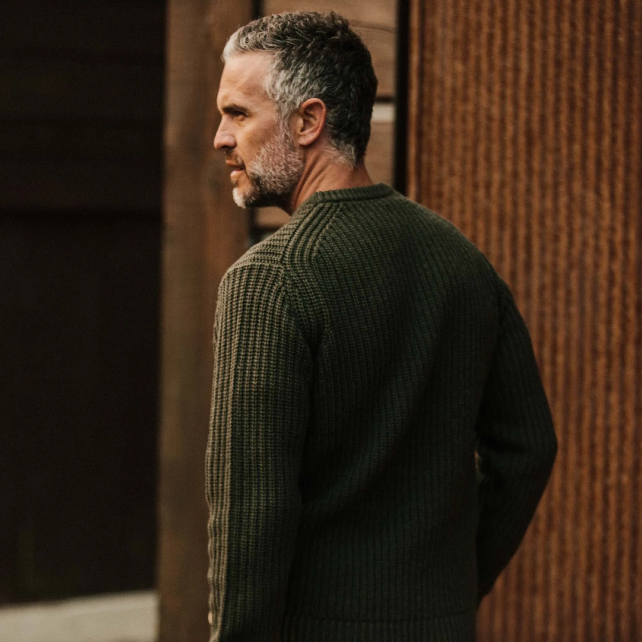 The Wharf Sweater in Dark Olive