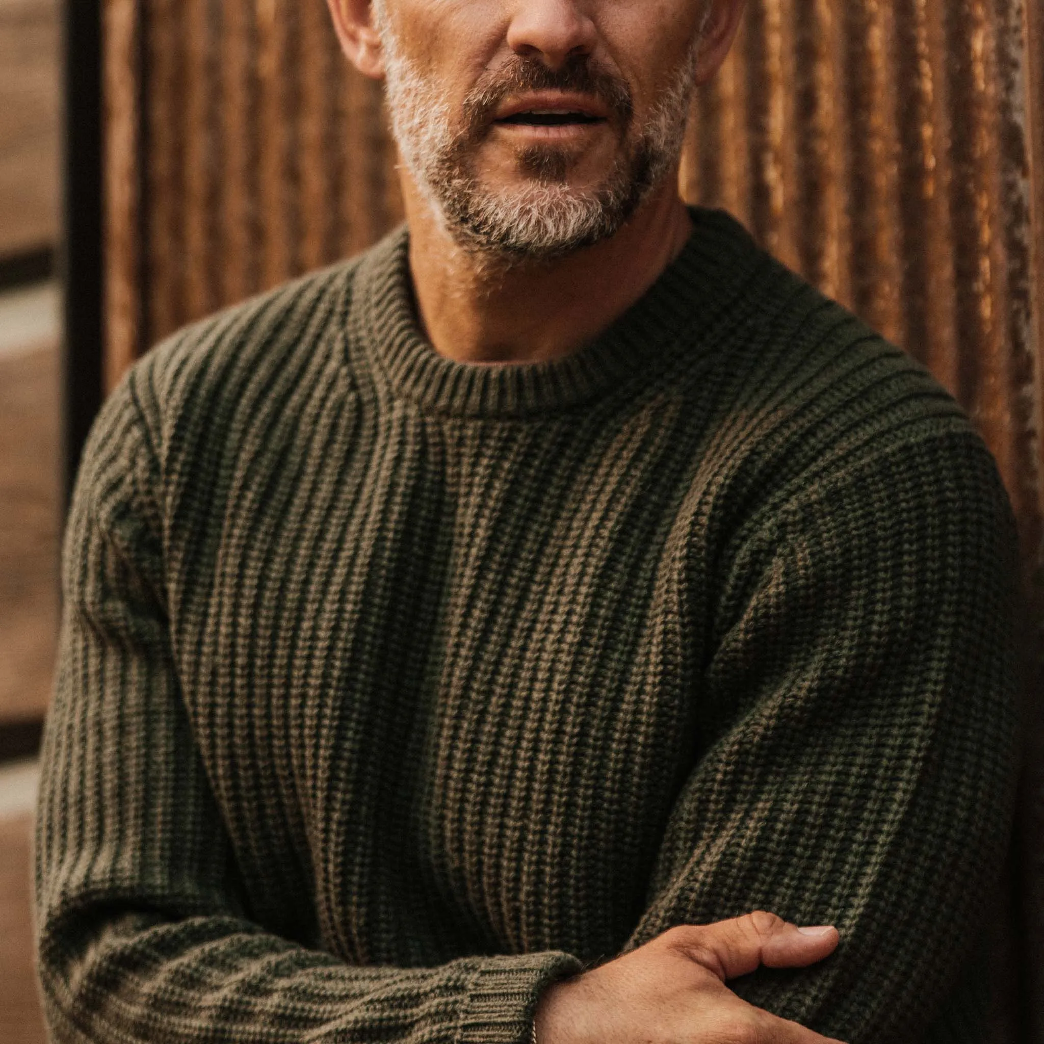 The Wharf Sweater in Dark Olive