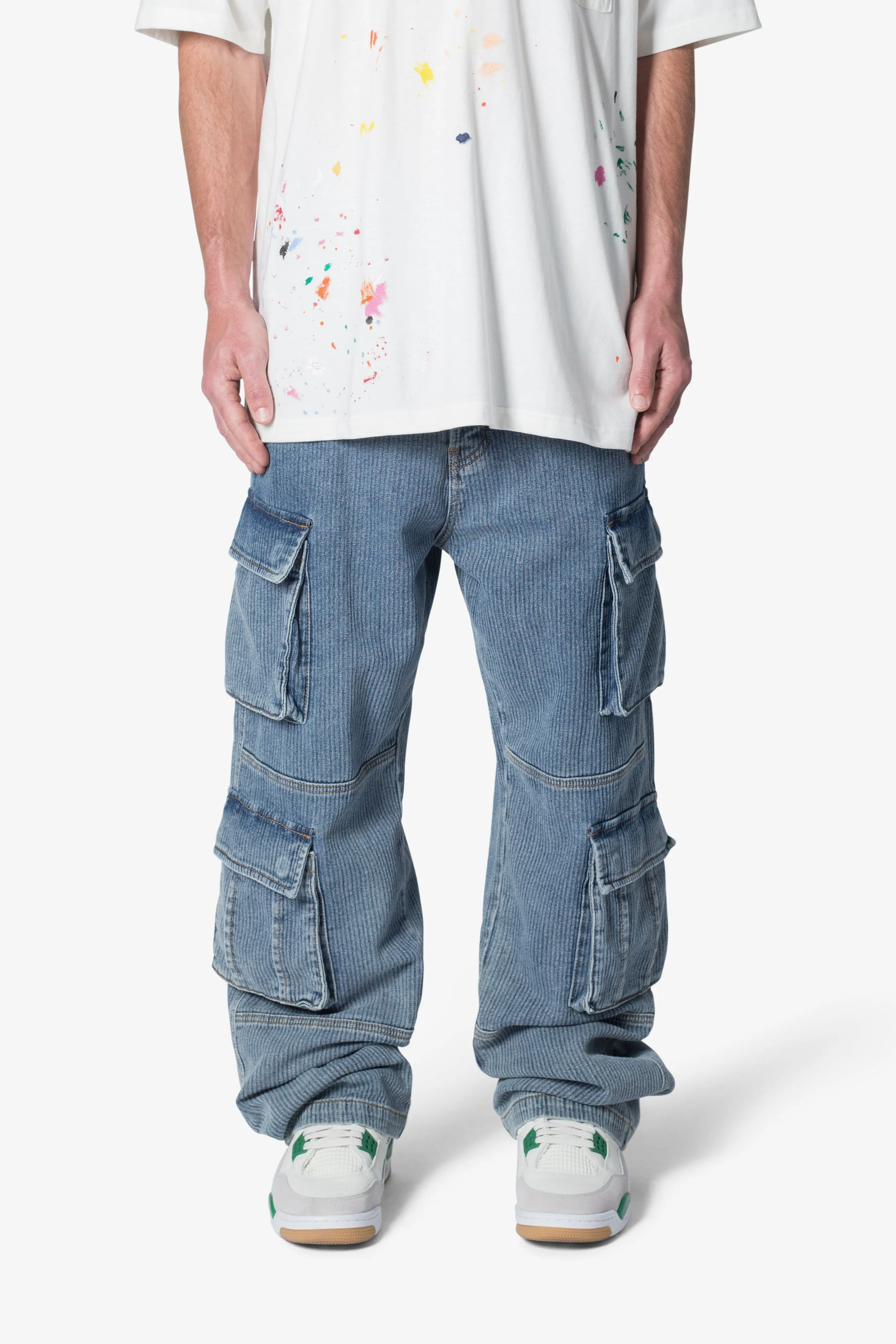 Ultra Baggy Stacked Cargo Pants - Vintage Blue