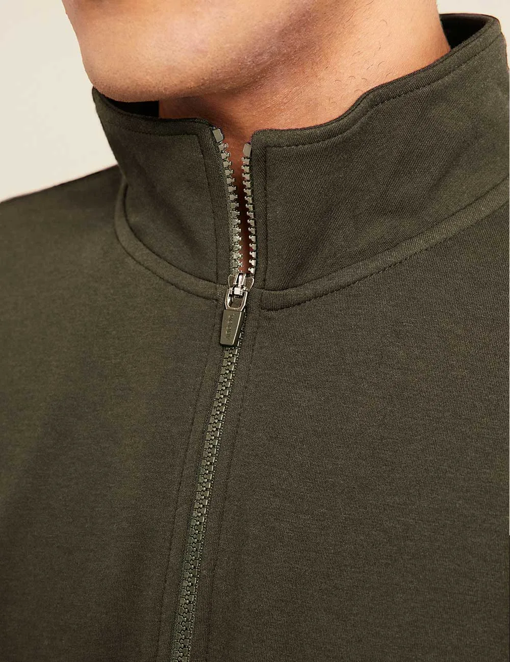 Unisex Quarter Zip Sweater - Dark Olive