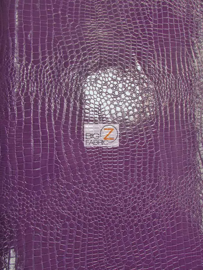 Vinyl Faux Fake Leather Pleather Embossed Shiny Alligator Fabric / Purple / By The Roll - 30 Yards