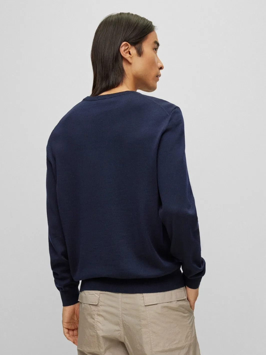 VIRGIN-WOOL REGULAR-FIT SWEATER Marine