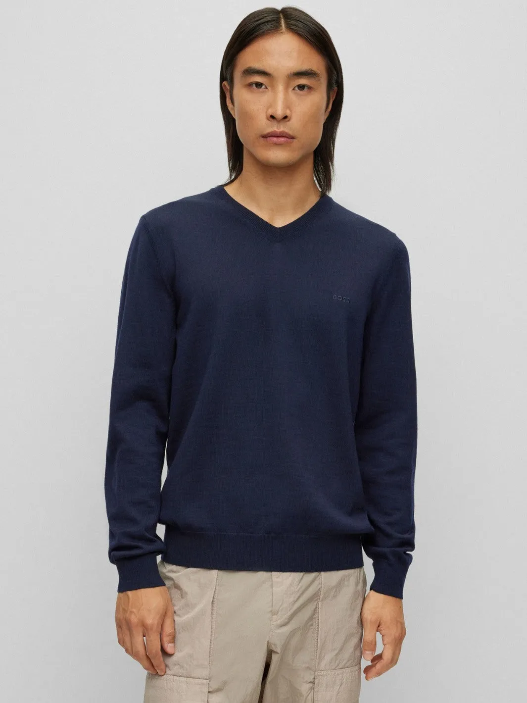 VIRGIN-WOOL REGULAR-FIT SWEATER Marine