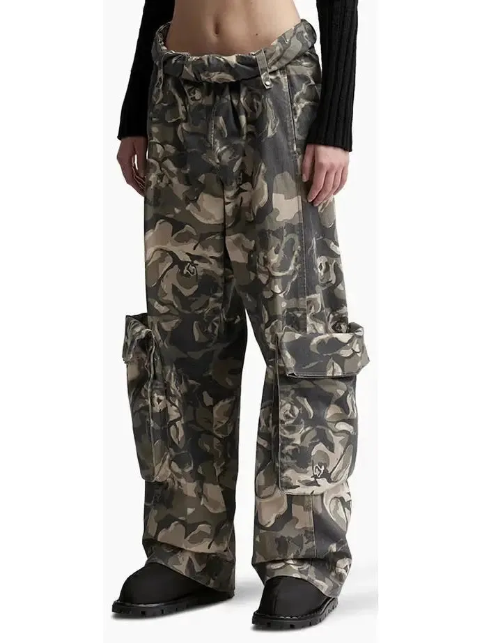 Women’s Camouflage Cargo Pants with Rolled Waist