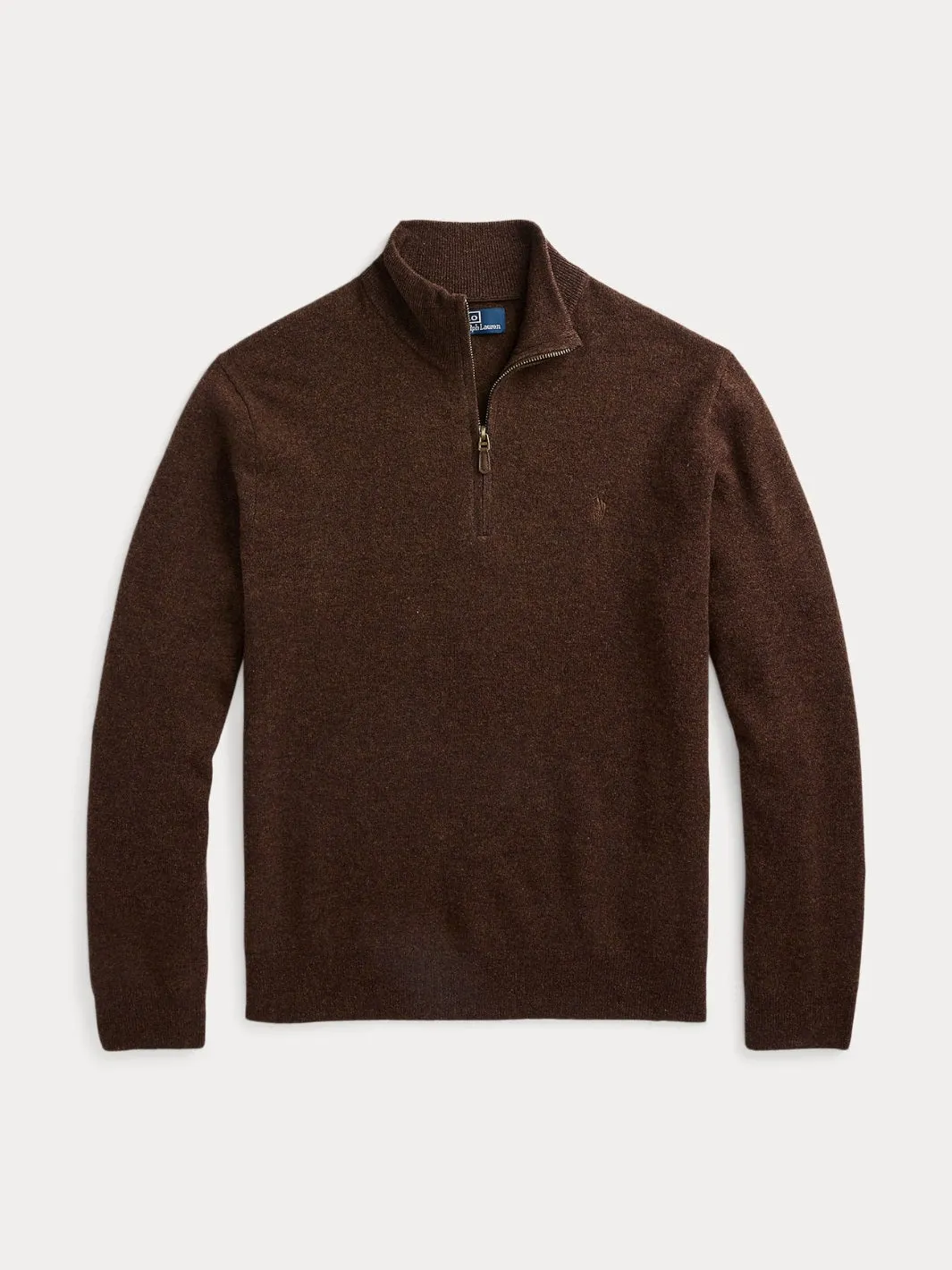 WOOL QUARTER-ZIP SWEATER Brun