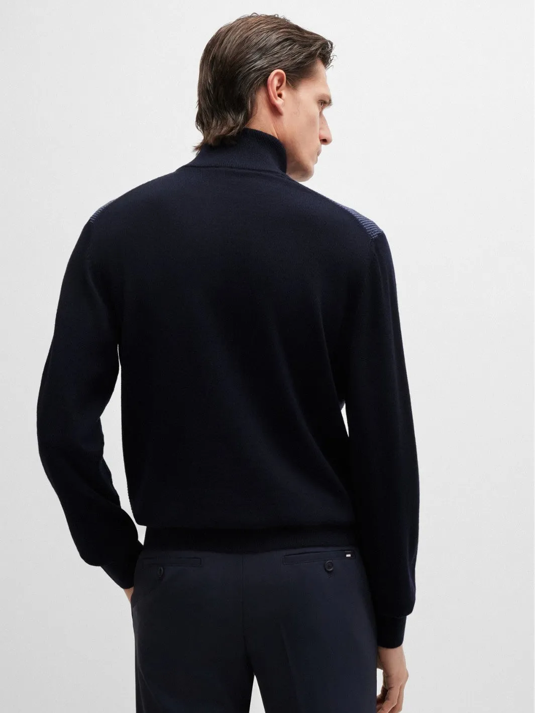 WOOL ZIP-NECK SWEATER Bl