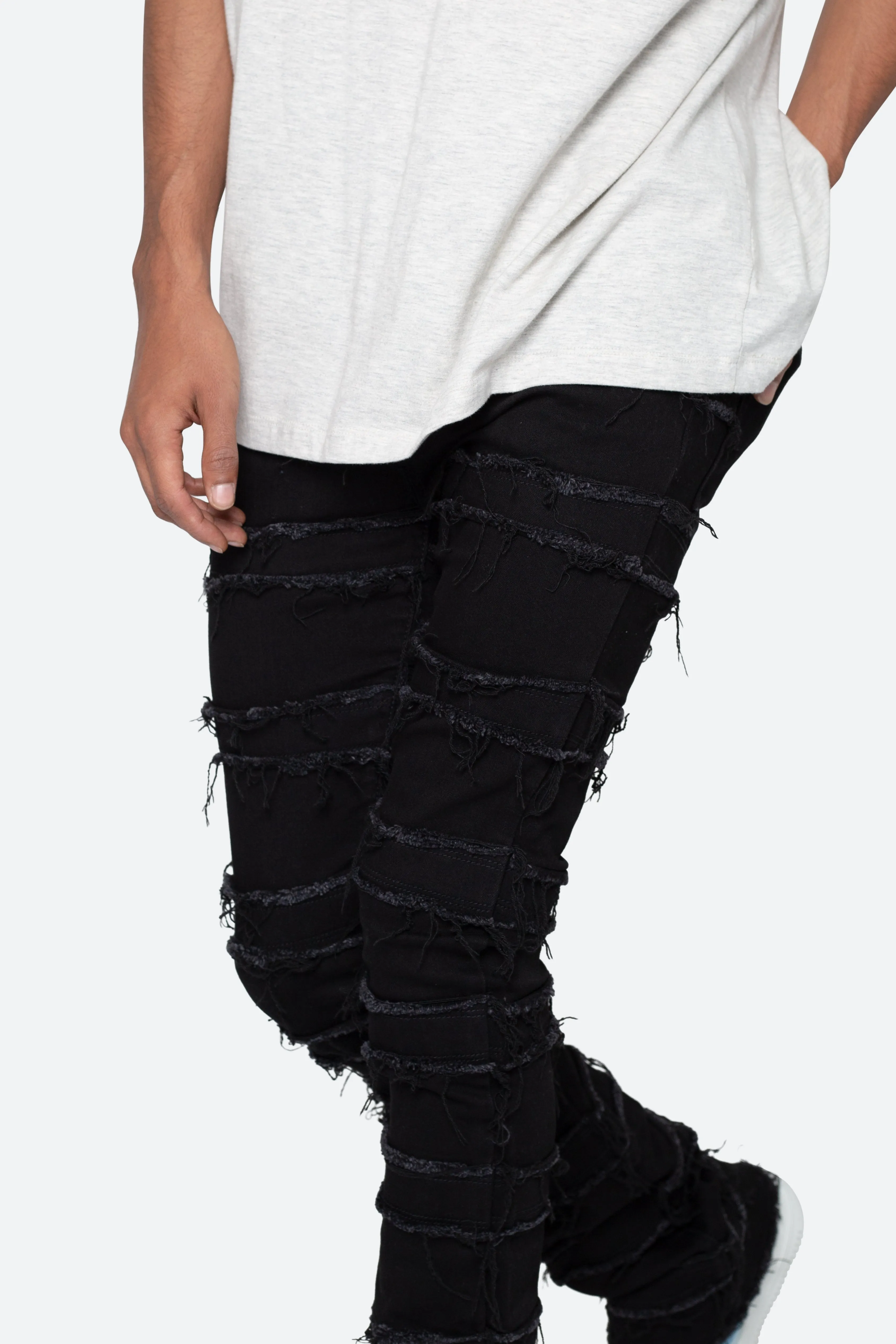 X597 Paneled Skinny Stacked Denim - Black