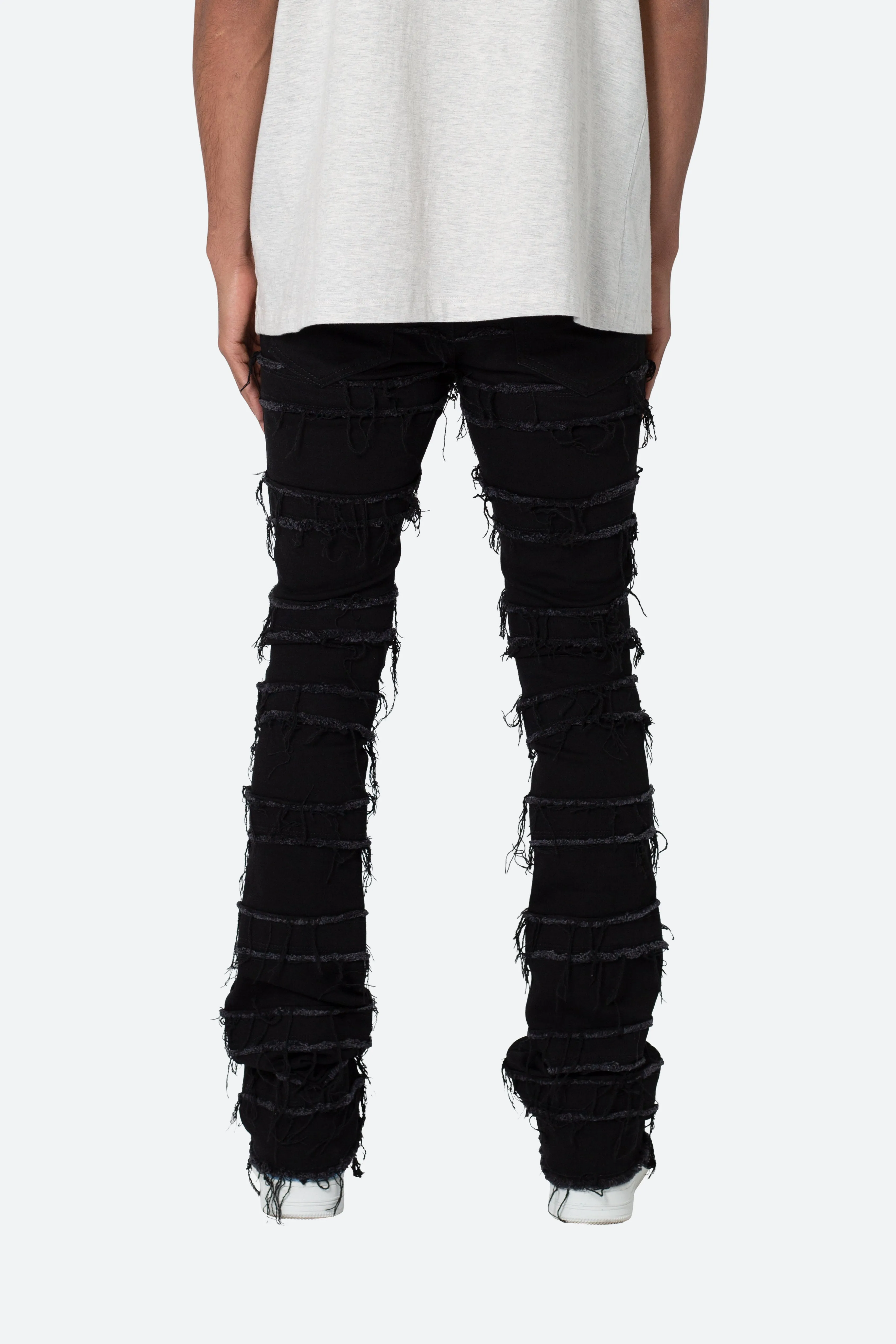 X597 Paneled Skinny Stacked Denim - Black