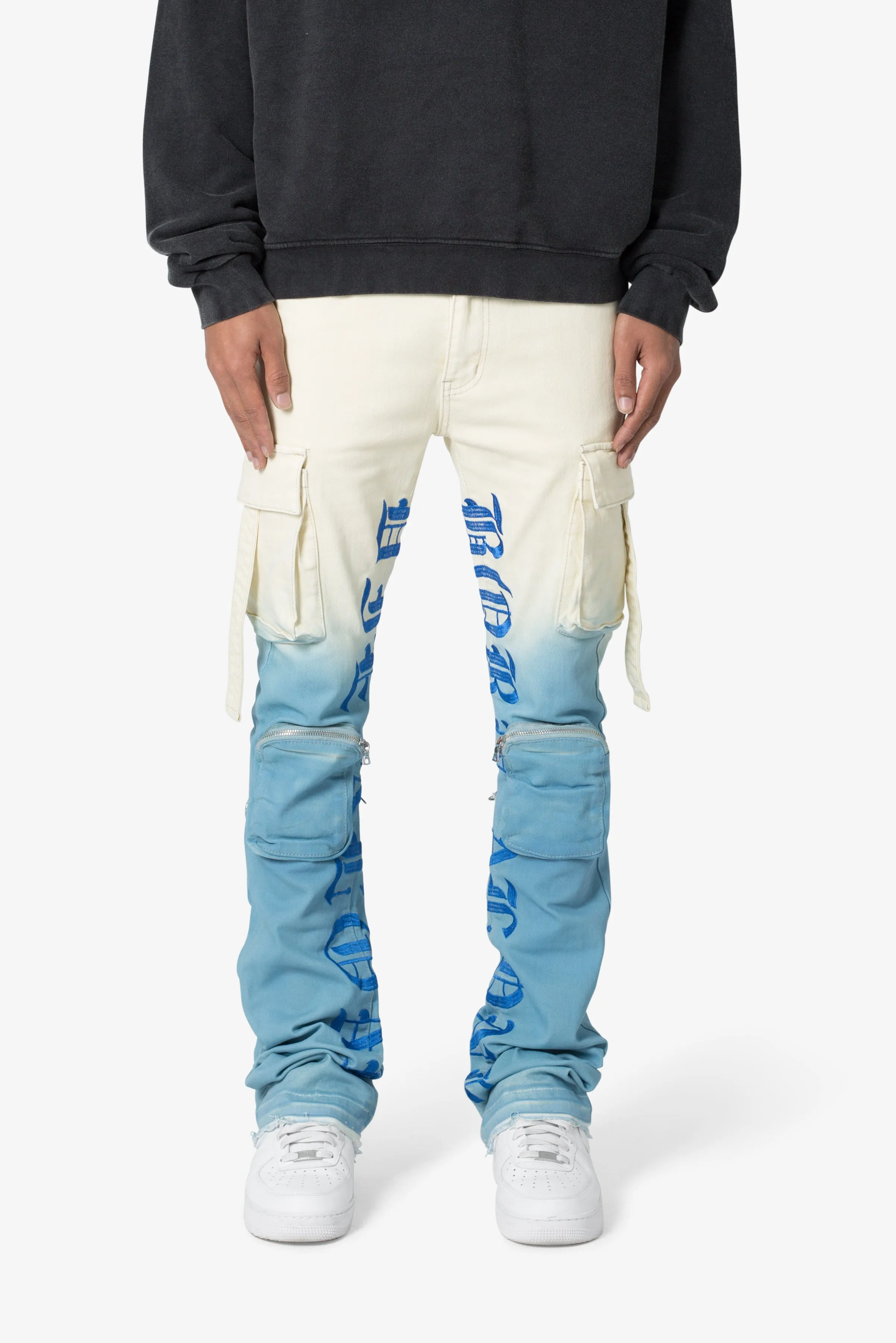 X634 Cargo Skinny Stacked Denim - Blue/White