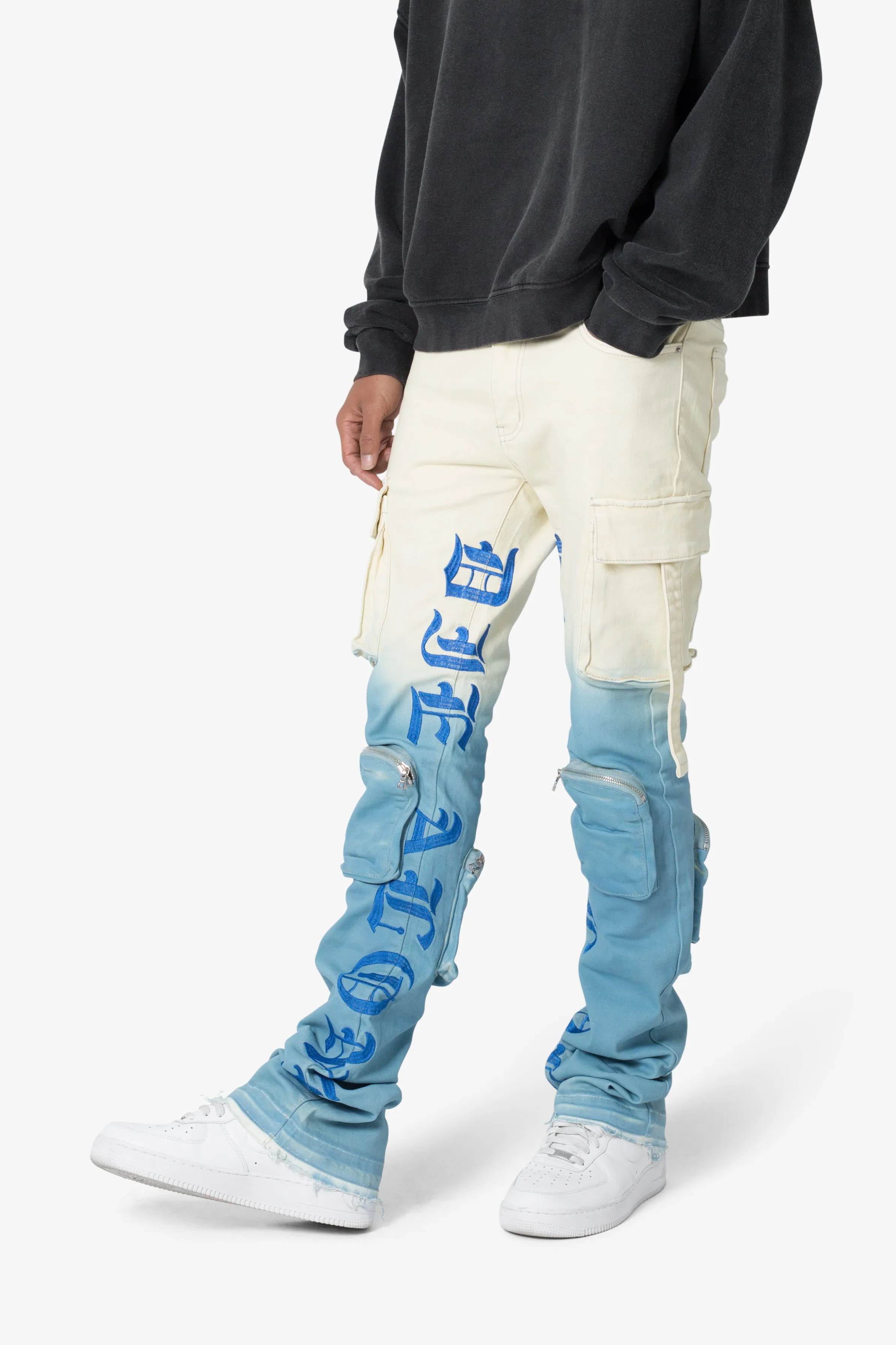 X634 Cargo Skinny Stacked Denim - Blue/White