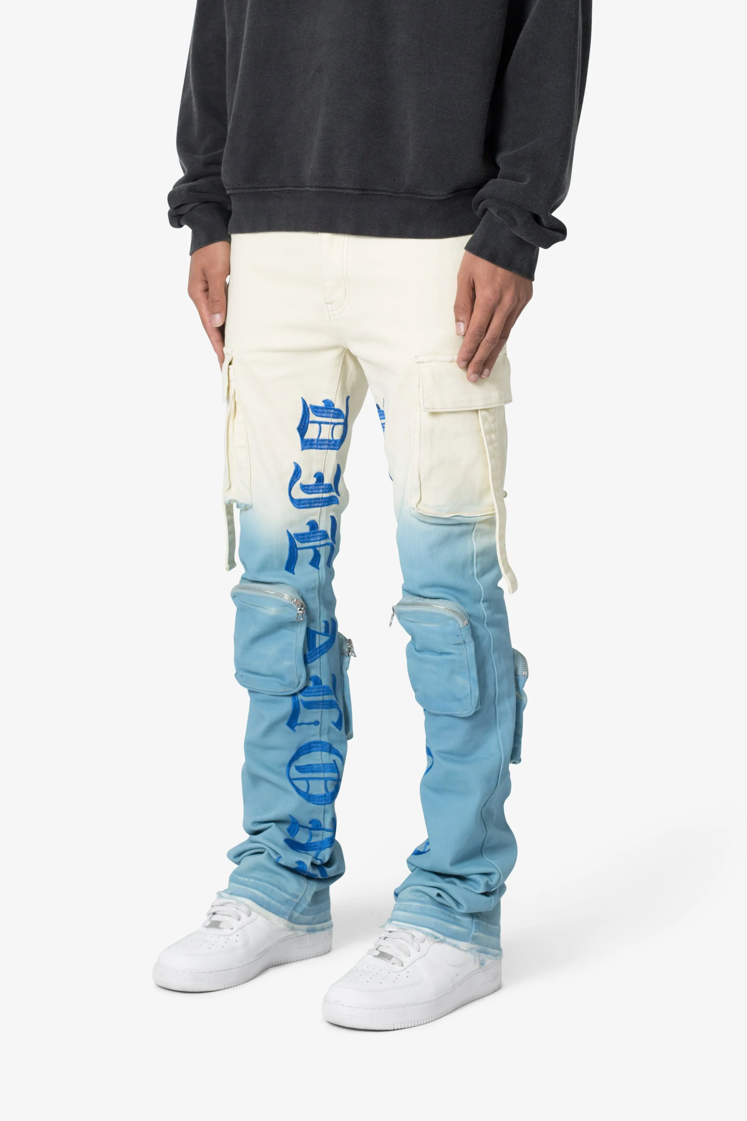 X634 Cargo Skinny Stacked Denim - Blue/White