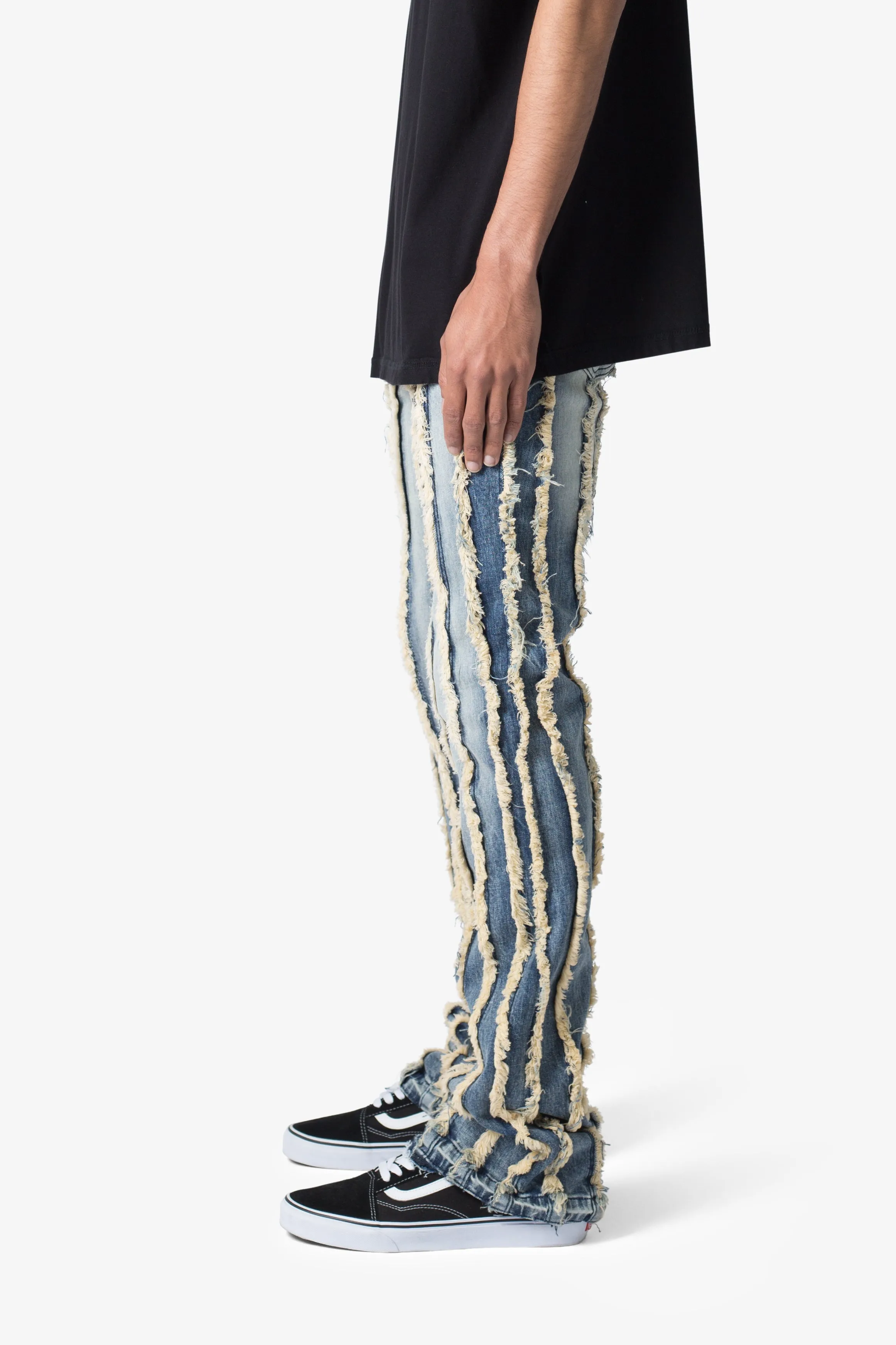 X641 Skinny Stacked Ripped Denim - Medium Blue