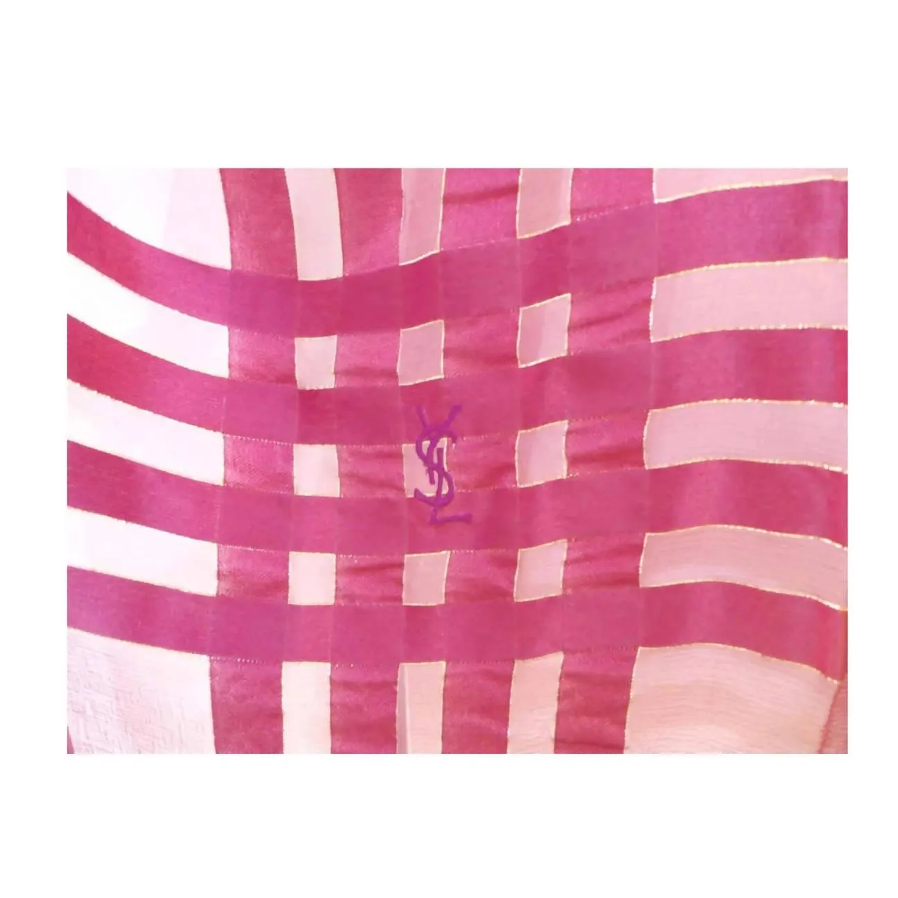 Yves Saint Laurent Metallic Purple Striped Scarf