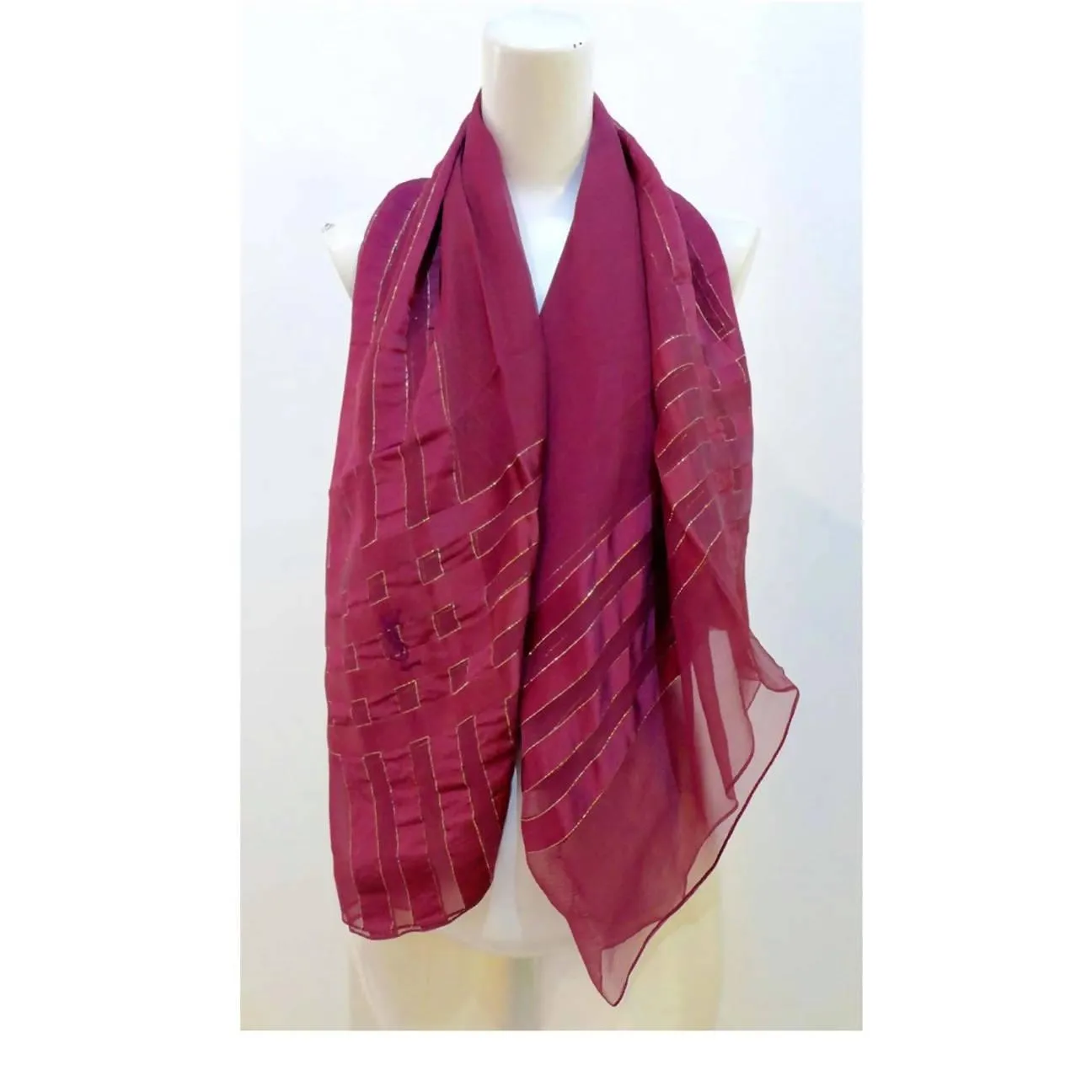 Yves Saint Laurent Metallic Purple Striped Scarf